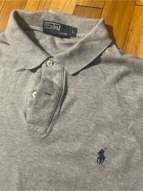 Vintage Ralph Lauren Gray Long-Sleeve Polo Shirt